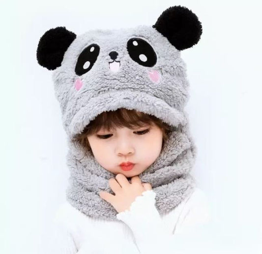 2 Pcs Kids Bear Winter Cap Baby Stuff Winter hat Plus Fleece Kids Caps